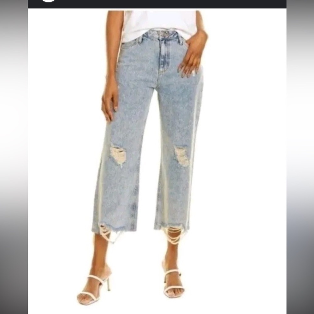 Avec Les Filles
Distressed anthropologie Straight Wide leg casual fall jeans